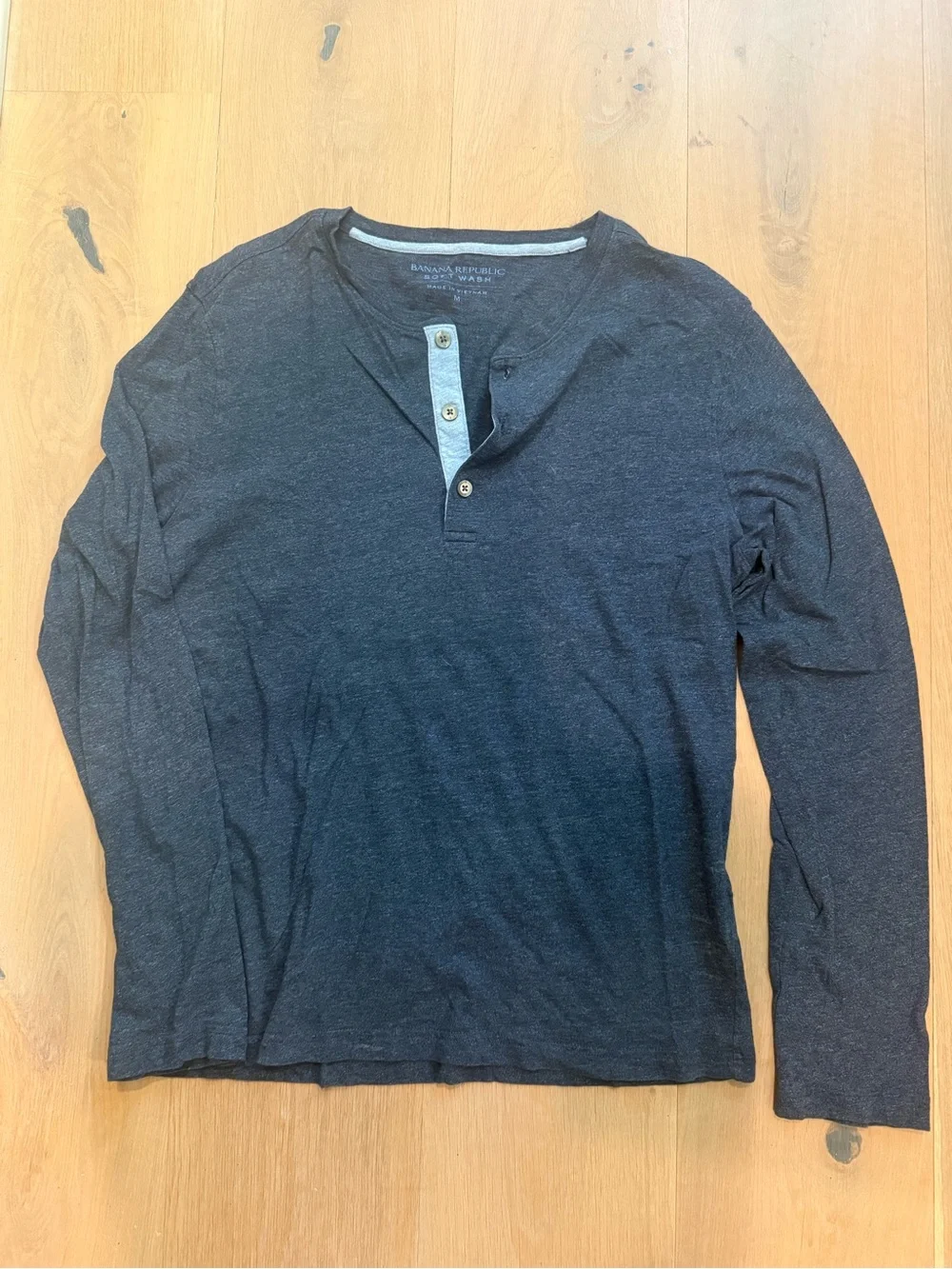Banana Republic Men's Long-Sleeve Henley - Charcoal Blue
